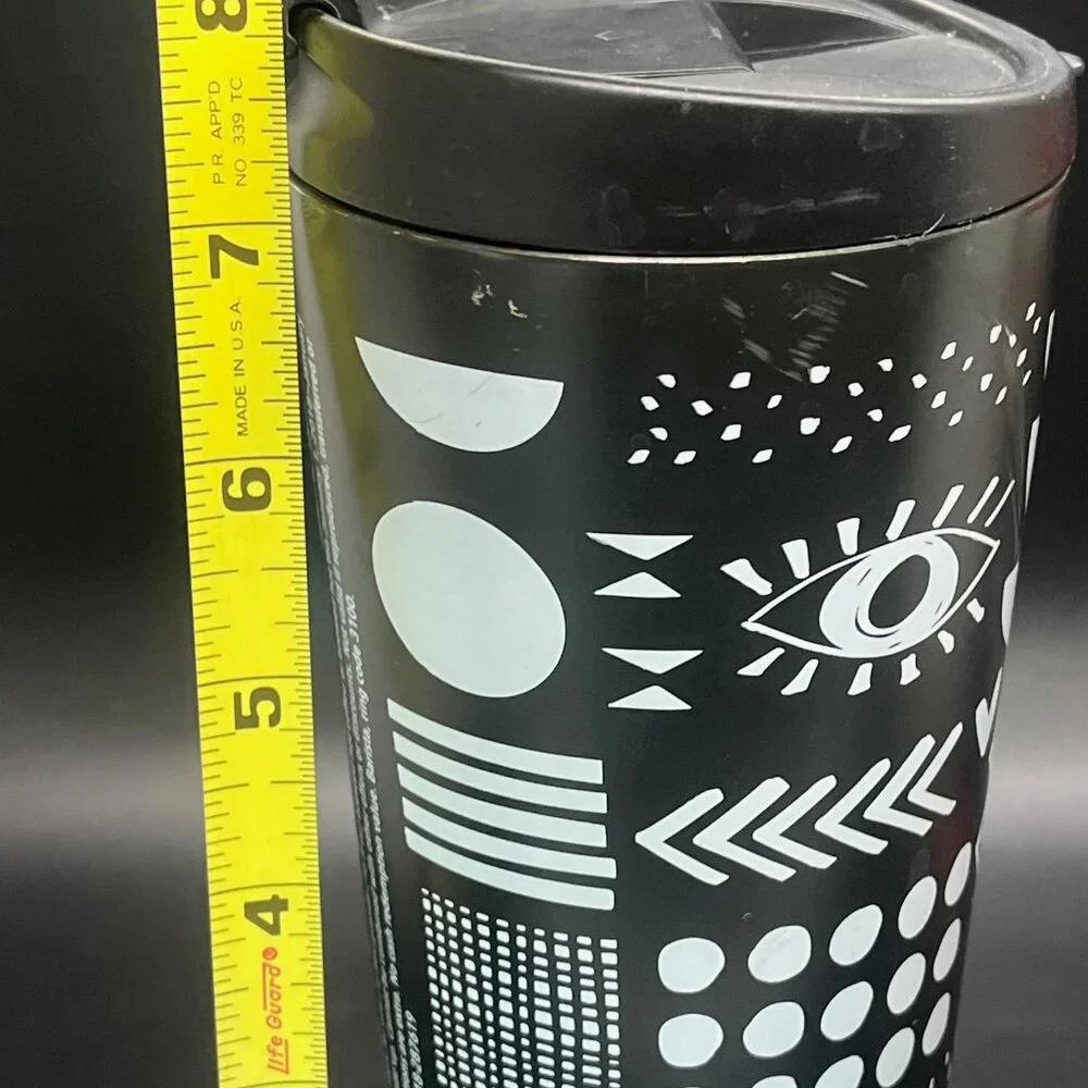 2017 Starbucks 16 oz Refill‎ Tumbler; Black/White Eye; Insulated; Rare Steel